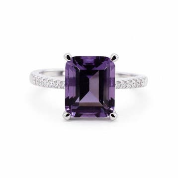 Zonder minimumprijs - Ring Verguld Amethist - Diamant -