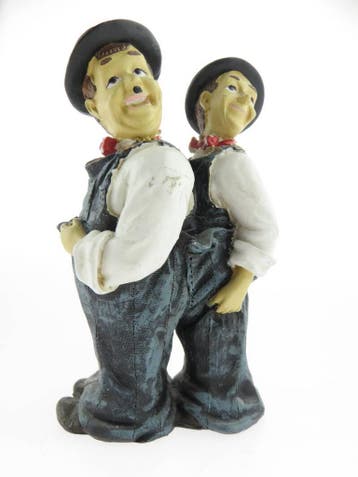 Figuur Laurel & Hardy samen in een broek, Huis en Inrichting, Verzenden, Gebruikt