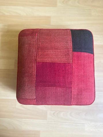 Tabouret - Bois, Laine - Pouf patchwork kilim