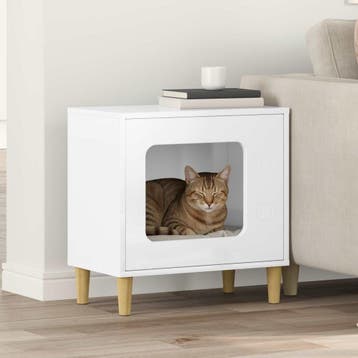 vidaXL Kattenhuis Glanzend Wit 51 x 30 x 52 cm Bewerkt hout, Verzenden, Nieuw