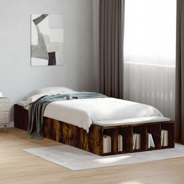 vidaXL Bedombouw met opslag Gerookt eiken 80 x 200 cm, Verzenden, Nieuw