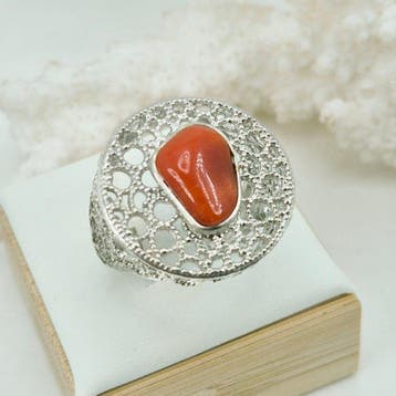 Corail - Argent - Bague - CORALLO MEDITERRANEO