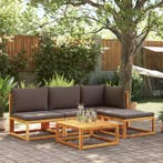 vidaXL 5-delige tuinbankset met kussens acaciahout & rotan, Tuin en Terras, Verzenden, Nieuw