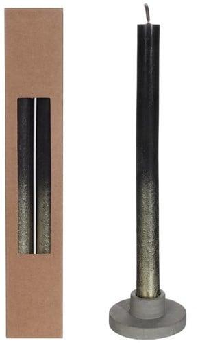 Kaarsen Dinerkaars Zwart Goudspray 25 cm Ø2,1 set 2 stuks, Huis en Inrichting, Nieuw