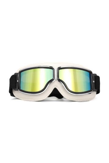 KIMU® Goggles Motorbril Skibril Bril Wit Montuur Oranje Spie, Ophalen of Verzenden, Nieuw