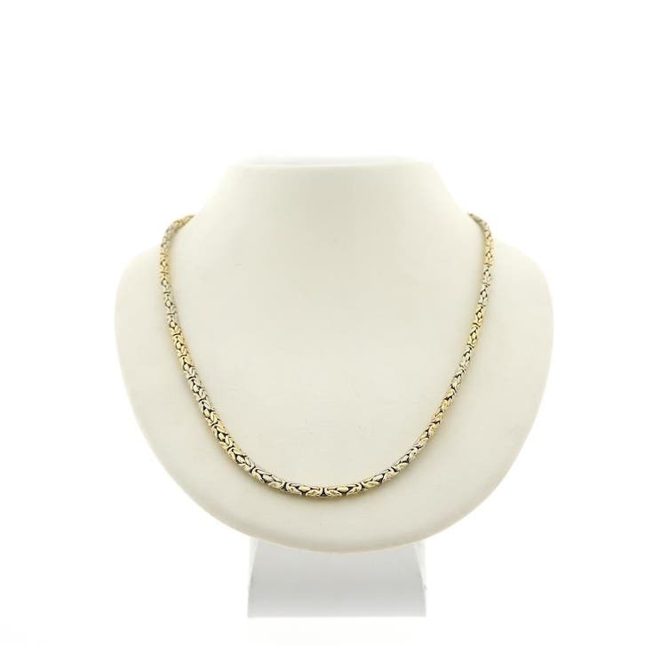 Bicolor gouden koningsketting, Handtassen en Accessoires, Kettingen, Goud, Gebruikt, Goud, Ophalen of Verzenden