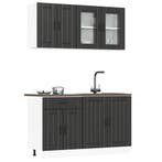 vidaXL 4-delige Keukenkastenset Lucca bewerkt hout zwart, Huis en Inrichting, Kasten | Overige, Verzenden, Nieuw