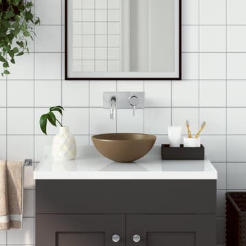 vidaXL Wastafel rond keramiek matcrème, Verzenden, Nieuw
