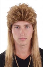 Mullet Pruik Lang Donkerblond Matje Blond Bruin Rocker New K, Ophalen of Verzenden