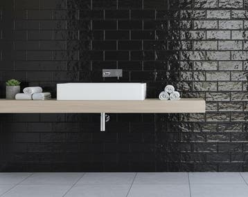 Wandtegel Equipe Rain Zwart Glans 7,5x30 (Muurtegels), Nieuw, 20 tot 40 cm, 10 m² of meer, Wandtegels