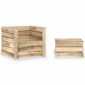vidaXL 2-delige Loungeset pallet geïmpregneerd grenenhout, Verzenden