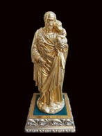 sculptuur, San Giuseppe Con il Bambino - 32 cm - Gips, Hout,