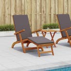 vidaXL Ligstoel die kan leunen en vouwen 2 pcs Donkergrijs, Tuin en Terras, Verzenden, Nieuw