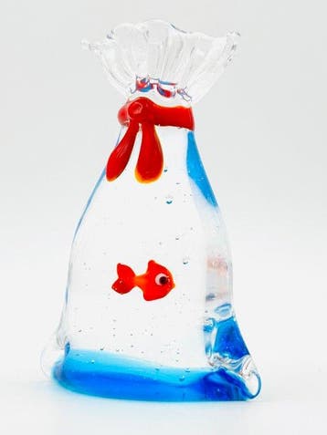 Handmade Murano glass - Sculpture, Sacchetto - 7 cm - Verre, Antiek en Kunst