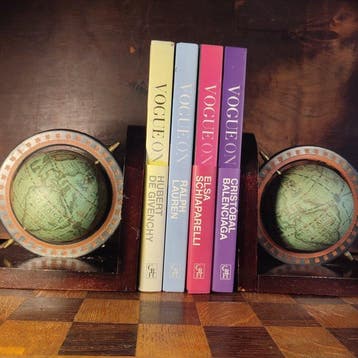 Serre-livres (2) - Bois, Laiton, Papier - Globes tournants