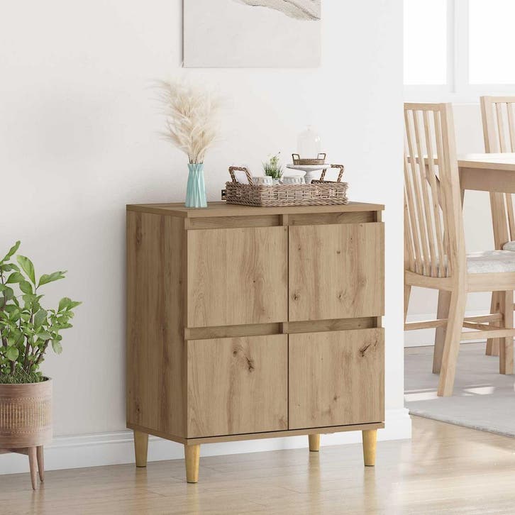 vidaXL Dressoir Artisan Eiken 60 x 35 x 70 cm Bewerkt hout, Huis en Inrichting, Kasten | Dressoirs, Nieuw, Verzenden