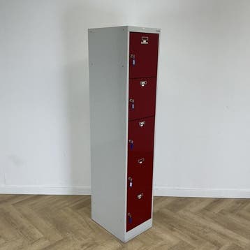 Overtoom lockerkast 5 deurs (hxbxd) 184,5x37x50 cm, Huis en Inrichting, Gebruikt