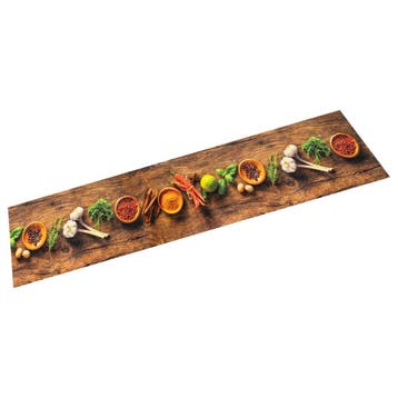 vidaXL Keukenmat wasbaar kruidenprint 60x180 cm fluweel, Verzenden, Nieuw