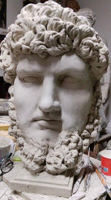 sculptuur, Testa di. Nerone - 50 cm - Gips