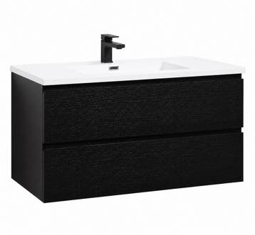 Badkamermeubel Set Angela 100cm Zwart Houtnerf  Badmeubel, Huis en Inrichting, Badkamer | Badkamermeubels, Verzenden, Nieuw