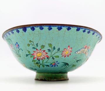 Kom - Metaal, Emaille, Koper - Rare Chinese kom, Antiek en Kunst