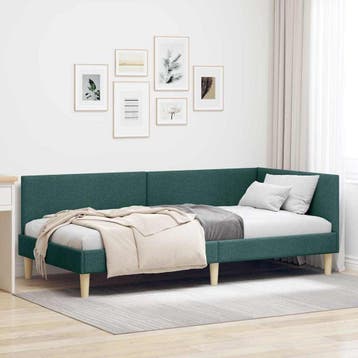 vidaXL Hoek Bed Frame Donkergroen 100 cm x 200 cm Stof en, Verzenden