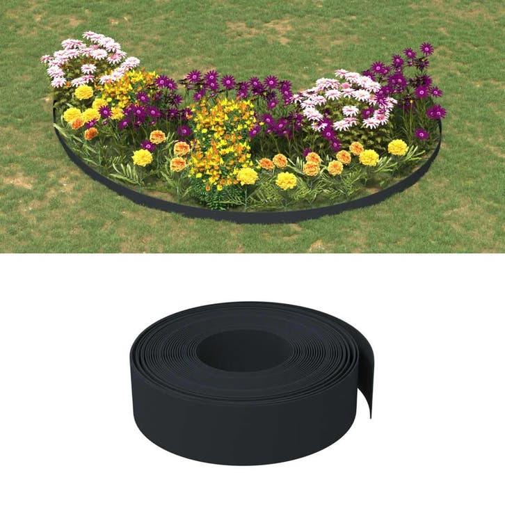 vidaXL Tuinranden 2 st 10 m 15 cm polyetheen zwart, Jardin & Terrasse, Traverses & Bordures, Envoi