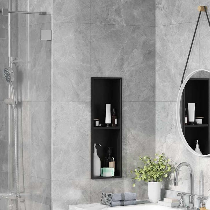 vidaXL Douche Niche Zwart 60 x 20 x 9,5 cm Roestvrij staal, Bricolage & Construction, Sanitaire, Envoi