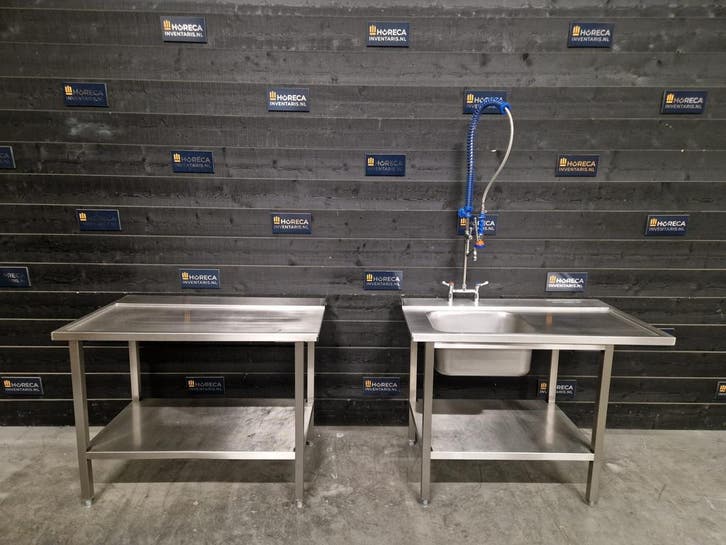 Aan- en afvoertafel | wastafel | 120cm | RVS | horeca, Articles professionnels, Horeca | Équipement de cuisine