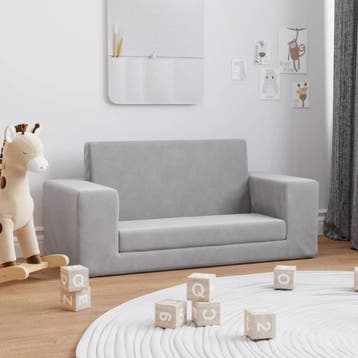 vidaXL Kinderslaapbank 2-zits zacht pluche lichtgrijs, Kinderen en Baby's, Kinderkamer | Overige Meubels, Verzenden, Nieuw