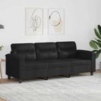 vidaXL Driezitsbank / zetel 180 cm microvezelstof zwart, Verzenden, Nieuw