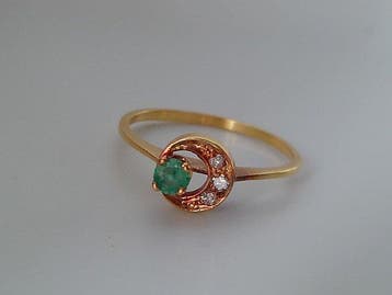 Sans prix de réserve - Bague - 18 carats Or jaune - Emeraude, Bijoux, Sacs & Beauté