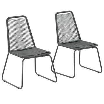 vidaXL Tuinstoelen 2 st poly rattan zwart, Tuin en Terras, Verzenden, Nieuw