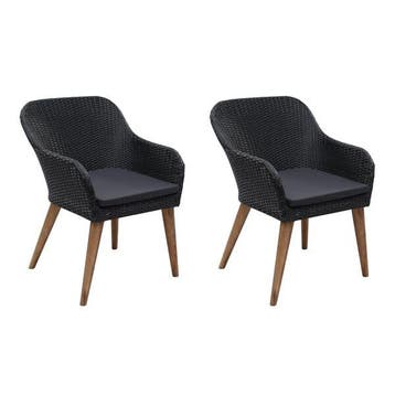Lot 2 fauteuils rotin noir - Jusqua epuisement - 35% de..., Verzenden