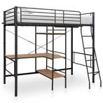 vidaXL Stapelbedframe met tafel metaal grijs 90x200 cm, Verzenden, Nieuw