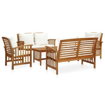 vidaXL 5-delige Loungeset met kussens massief acaciahout, Verzenden, Nieuw, Loungeset