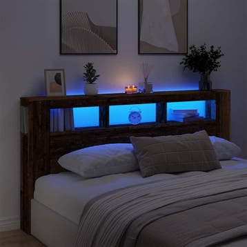 vidaXL Hoofdeinde met LED 200x18,5x103,5 cm bewerkt hout oud, Verzenden, Nieuw