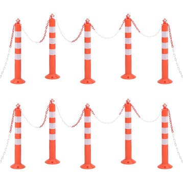 vidaXL Verkeerspalen met ketting 10 st 75 cm PE, Verzenden