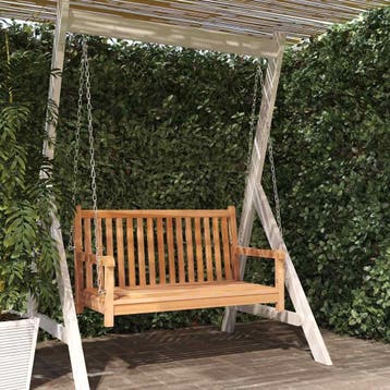 vidaXL Schommelbank 114x60x64 cm massief teakhout, Verzenden, Nieuw