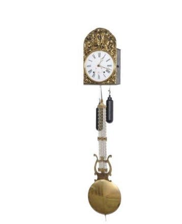 Comtoise klok Rococo stijl Messing, Metaal, Porselein -, Antiek en Kunst