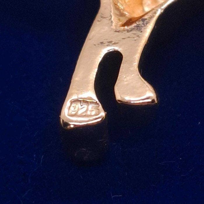 Argento 925. - Broche - Golden Retriever., Antiek en Kunst, Antiek | Zilver en Goud