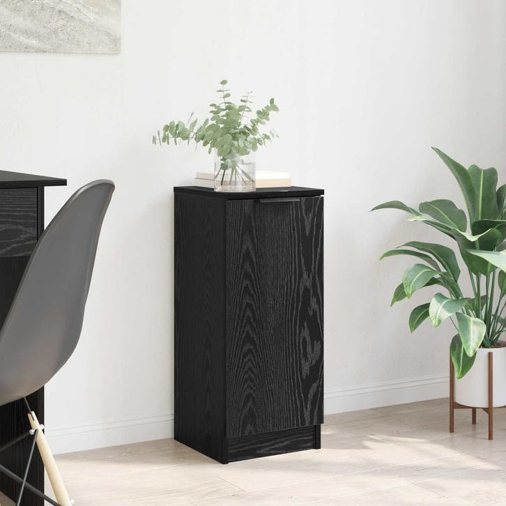vidaXL Dressoir Zwart Eiken 30 x 30 x 70 cm Bewerkt hout, Huis en Inrichting, Kasten | Dressoirs, Nieuw, Verzenden