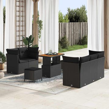vidaXL Tuinbank Set 8 st Zwart poly rattan, Verzenden