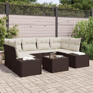 vidaXL Tuinbank Set 7 st Bruin poly rattan, Verzenden, Nieuw