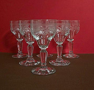 Drinkservies - Kristal - oude guilloché glazen