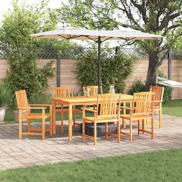 vidaXL Tuin Eettafel Set 7 st Bruin Massief Acacia Hout, Verzenden