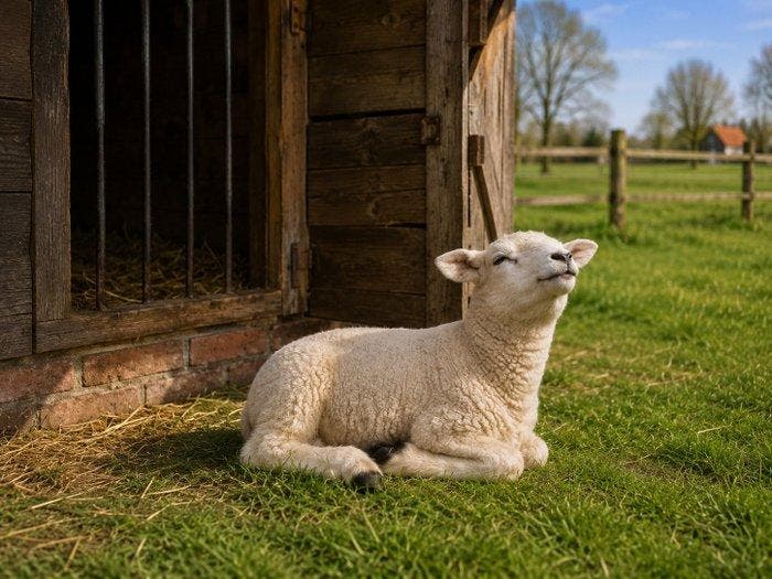 Beeld, life size and a lifelike (Texel lamb) - 32 cm -, Antiquités & Art, Art | Objets design