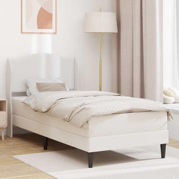 vidaXL Bedframe met hoofdeinde Wit 90 x 190 cm Kunstleer, Verzenden, Nieuw