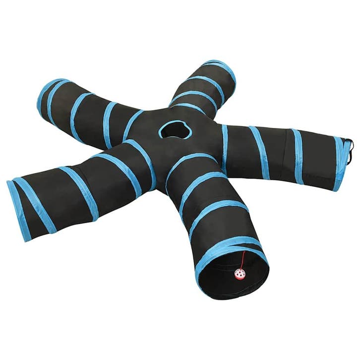 vidaXL Kattentunnel 5-voudig 25 cm polyester zwart en blauw, Enfants & Bébés, Jouets | Extérieur | Aires de jeux, Envoi