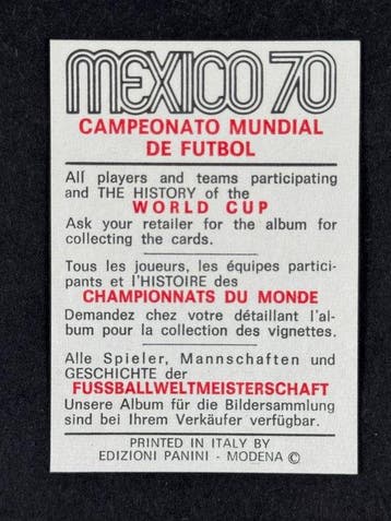 1970 Panini Mexico 70 World Cup, - England: Jack Charlton -, Nieuw